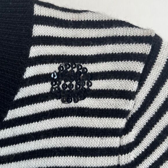 BANANA REPUBLIC Crew Sweater Black and White Striped with Sequins Women's XS - Picture 3 of 5